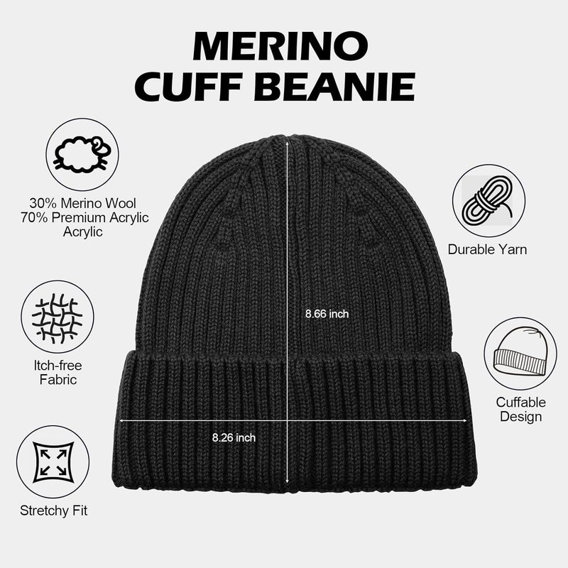ACTLATI Kids Merino Wool Beanie Hat Winter Boys Girls Ribbed Knit Beanies Caps Unisex Cuffed Skull Caps 7-14 Years - Image 3